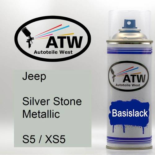 Jeep, Silver Stone Metallic, S5 / XS5: 400ml Sprühdose, von ATW Autoteile West.